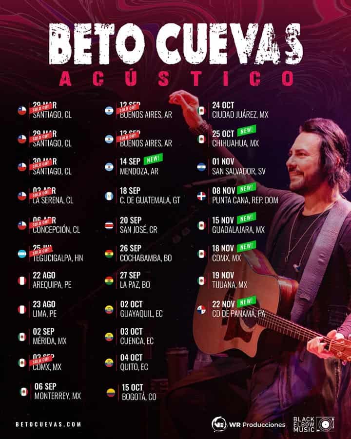 Beto Cuevas Acústico 2025: Un recorrido íntimo por Latinoamérica que promete emociones a flor de piel