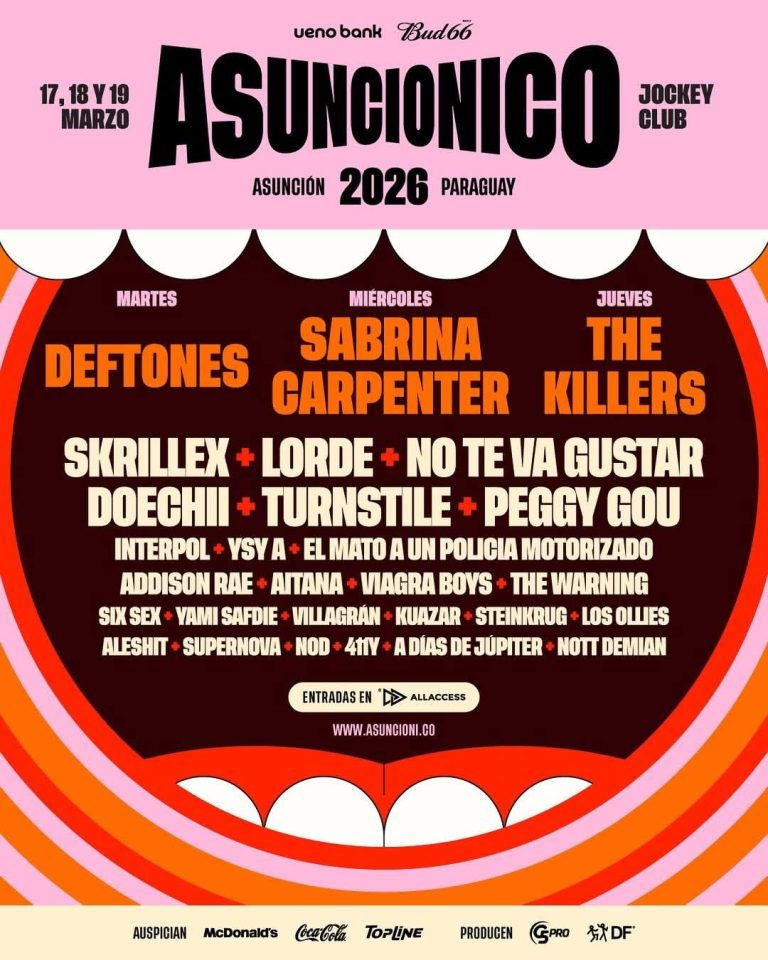 Asunciónico 2026: un festival histórico con The Killers, Deftones, Skrillex, Interpol y más en Paraguay