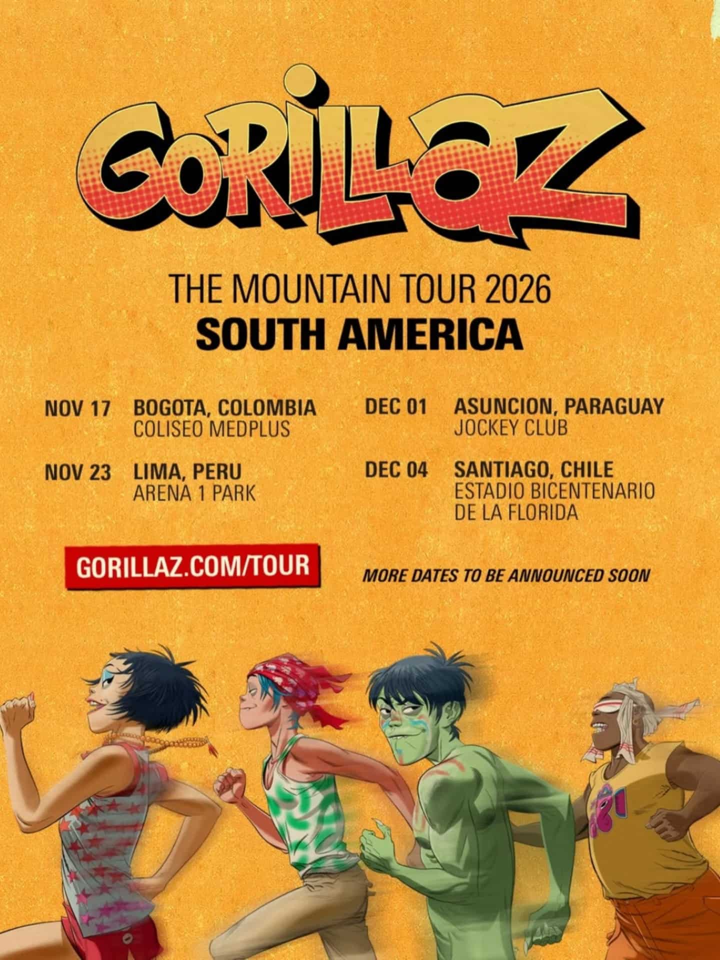 Gorillaz prepara su regreso a Argentina tras lanzar The Mountain con Trueno y Bizarrap