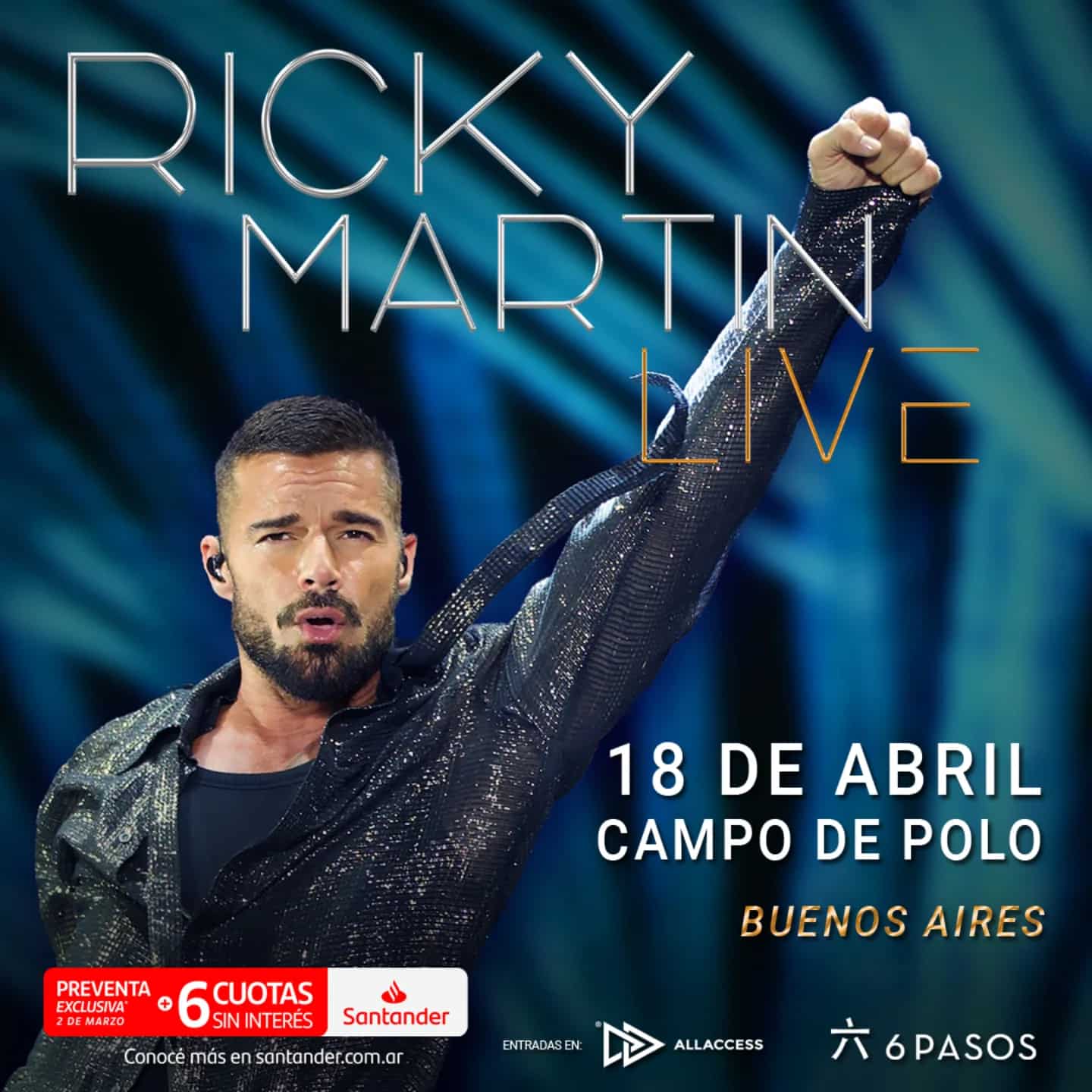 Ricky Martin vuelve a Sudamérica con “Ricky Martin Live 2026”: fechas confirmadas y gran show en Buenos Aires