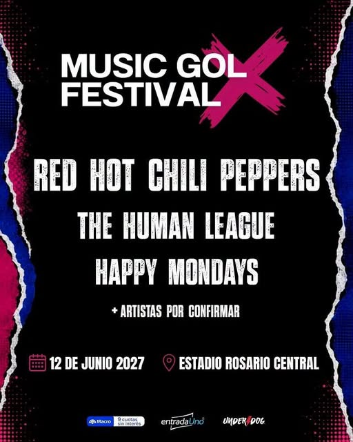 Red Hot Chili Peppers vuelve a Argentina : Fecha, entradas y Music Gol Festival 2027